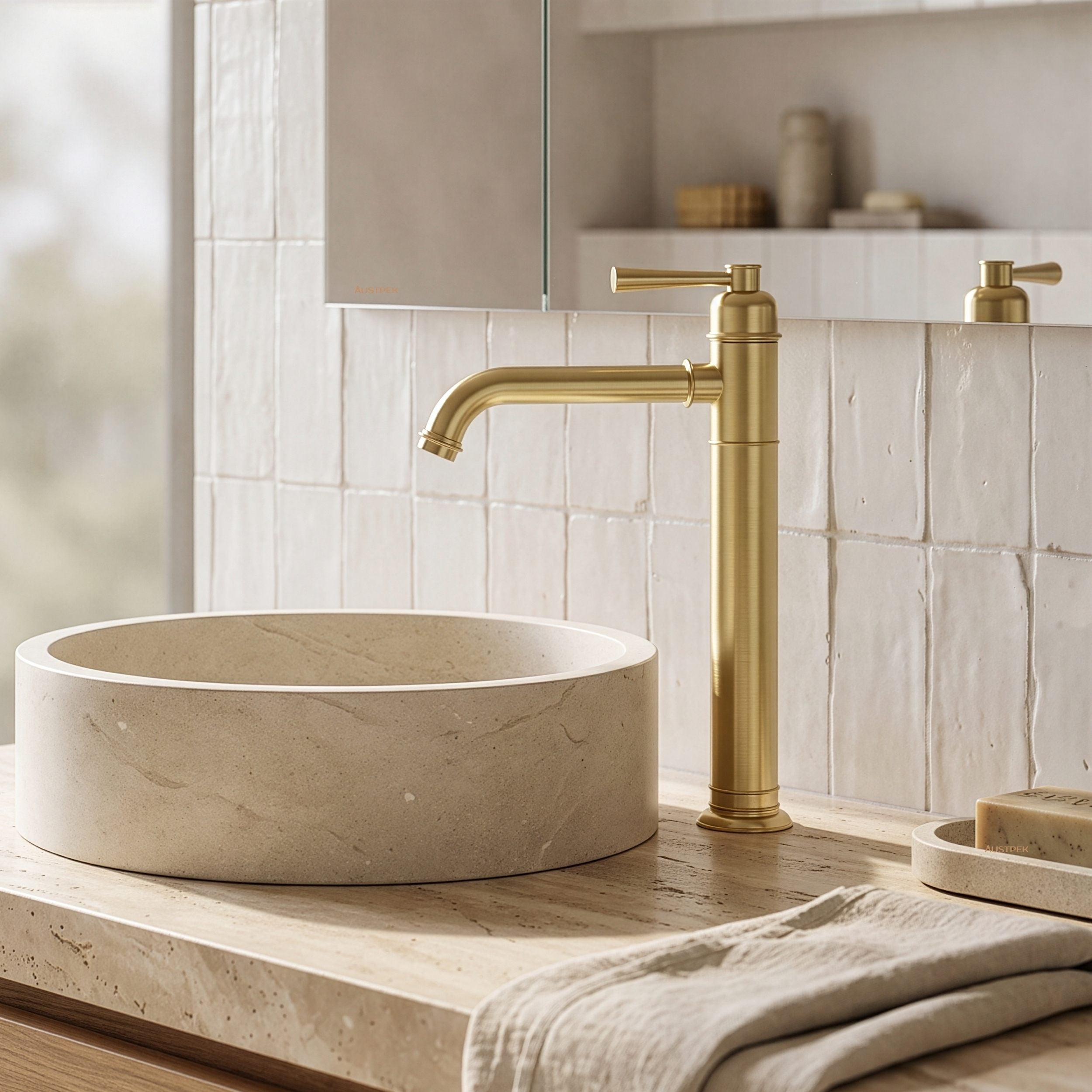 PHOENIX CROMFORD VESSEL MIXER SET 292MM BRUSHED GOLD