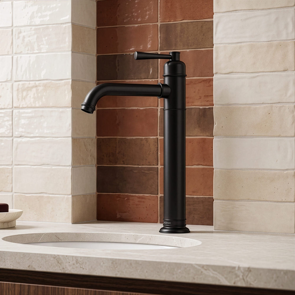PHOENIX CROMFORD VESSEL MIXER SET 292MM MATTE BLACK