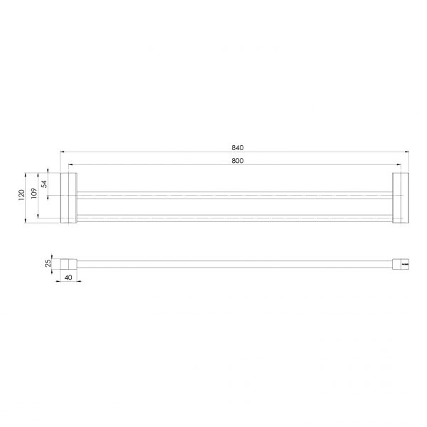 PHOENIX LEXI MKII DOUBLE NON-HEATED TOWEL RAIL CHROME (AVAILABLE IN 600MM AND 800MM)