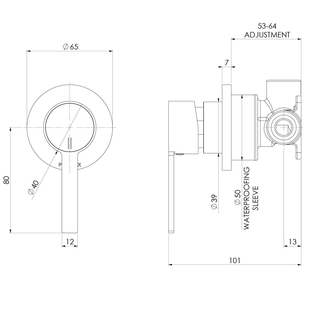 PHOENIX LEXI MKII SWITCHMIX SHOWER / WALL MIXER COMPLETE KIT CHROME