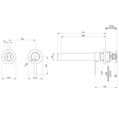 PHOENIX LEXI MKII SWITCHMIX WALL BATH MIXER SET 200MM COMPLETE KIT CHROME