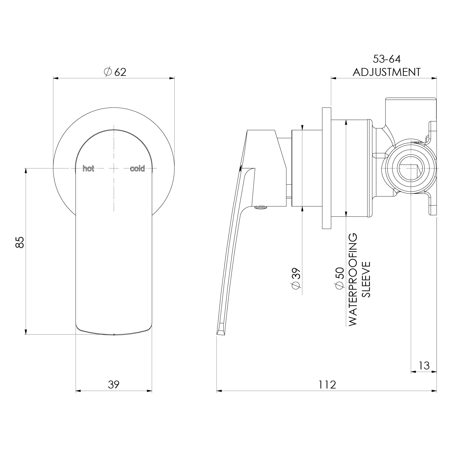 PHOENIX MEKKO LEAD FREE SWITCHMIX SHOWER / WALL MIXER ROUND PLATE COMPLETE KIT MATTE BLACK