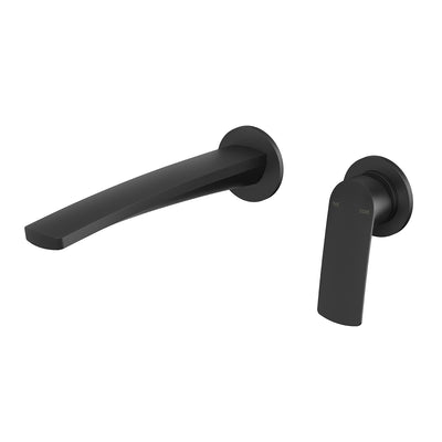 PHOENIX MEKKO SWITCHMIX LEAD FREE WALL BASIN / BATH MIXER SET ROUND PLATE 222MM MATTE BLACK