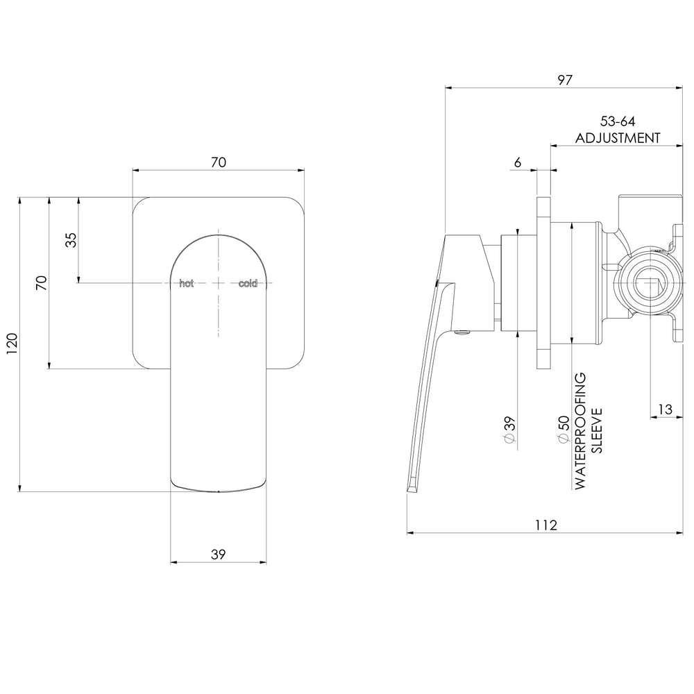 PHOENIX MEKKO SWITCHMIX LEAD FREE SHOWER / WALL MIXER COMPLETE KIT 120MM CHROME