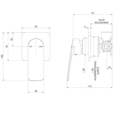 PHOENIX MEKKO SWITCHMIX LEAD FREE SHOWER / WALL MIXER COMPLETE KIT 120MM CHROME