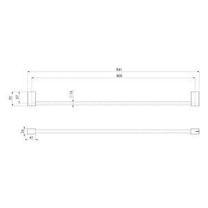 PHOENIX MKII SINGLE NON-HEATED TOWEL RAIL CHROME (AVAILABLE IN 600MM AND 800MM)