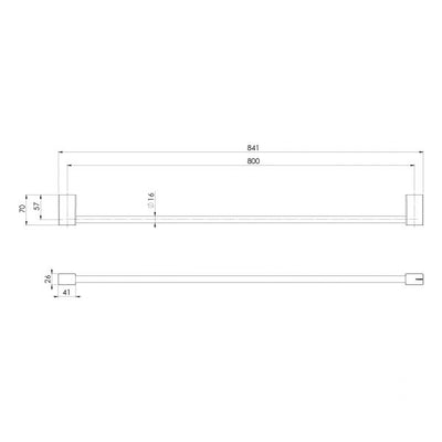 PHOENIX MKII SINGLE NON-HEATED TOWEL RAIL CHROME (AVAILABLE IN 600MM AND 800MM)