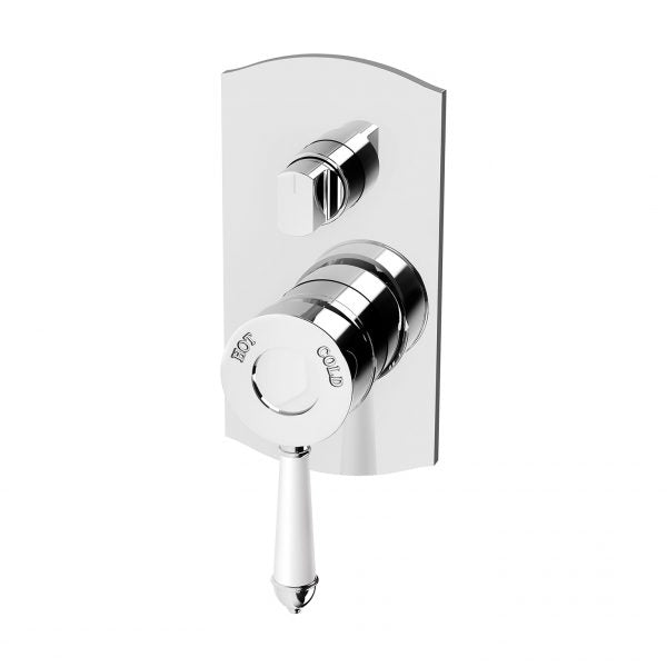 PHOENIX NOSTALGIA SHOWER / BATH DIVERTER MIXER 154MM CHROME AND WHITE