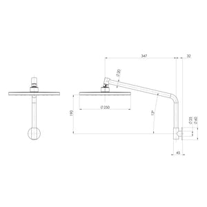 PHOENIX ORMOND HIGH-RISE SHOWER ARM AND ROSE 347MM CHROME