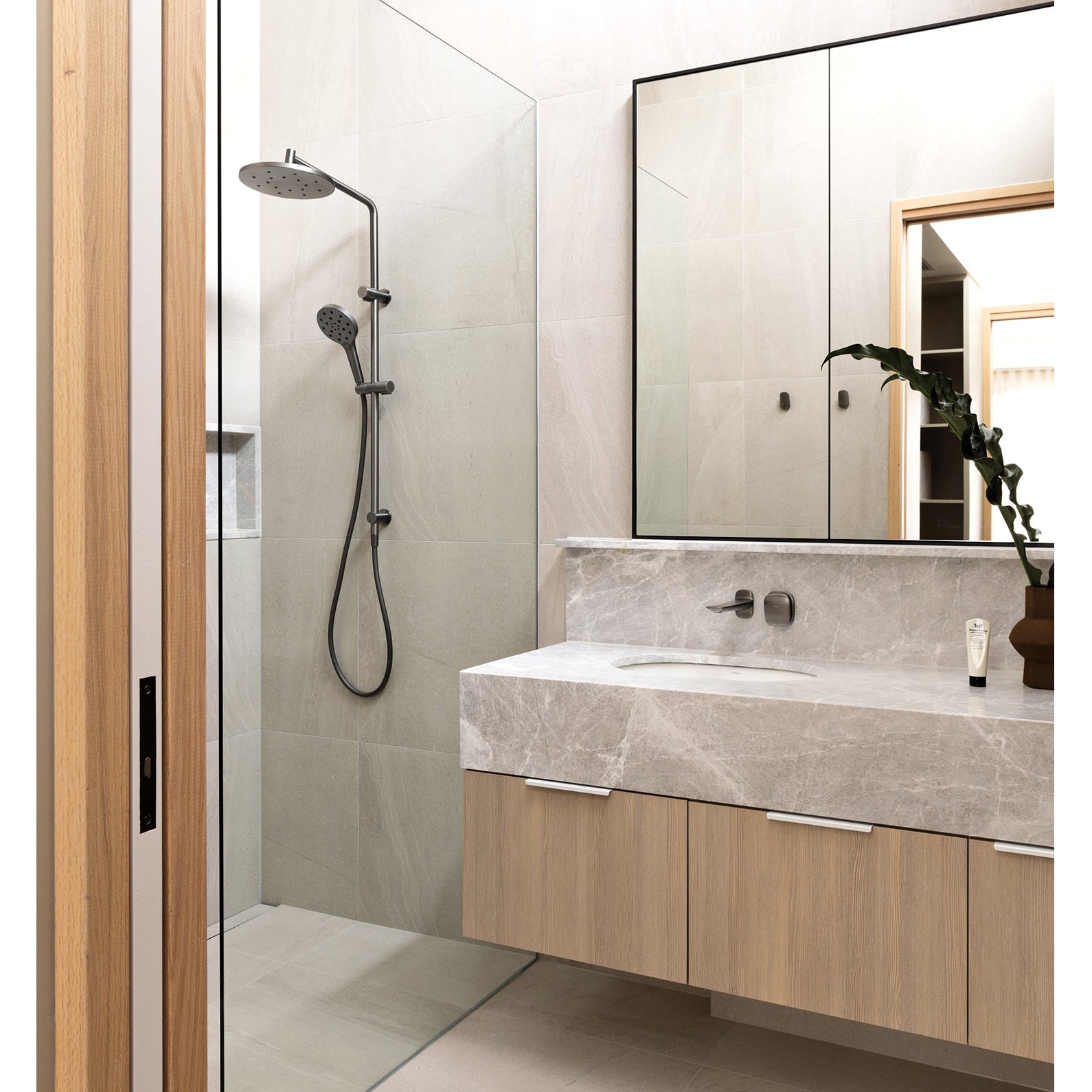 PHOENIX ORMOND TWIN SHOWER SYSTEM BRUSHED CARBON