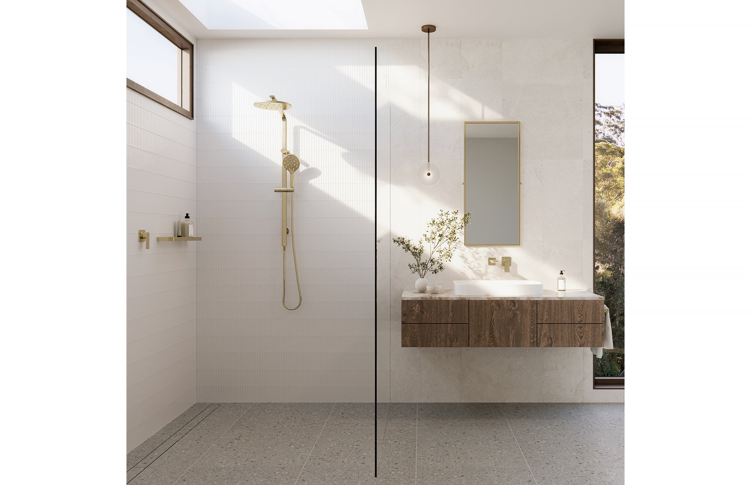 PHOENIX OXLEY TWIN SHOWER SYSTEM BRUSHED GOLD