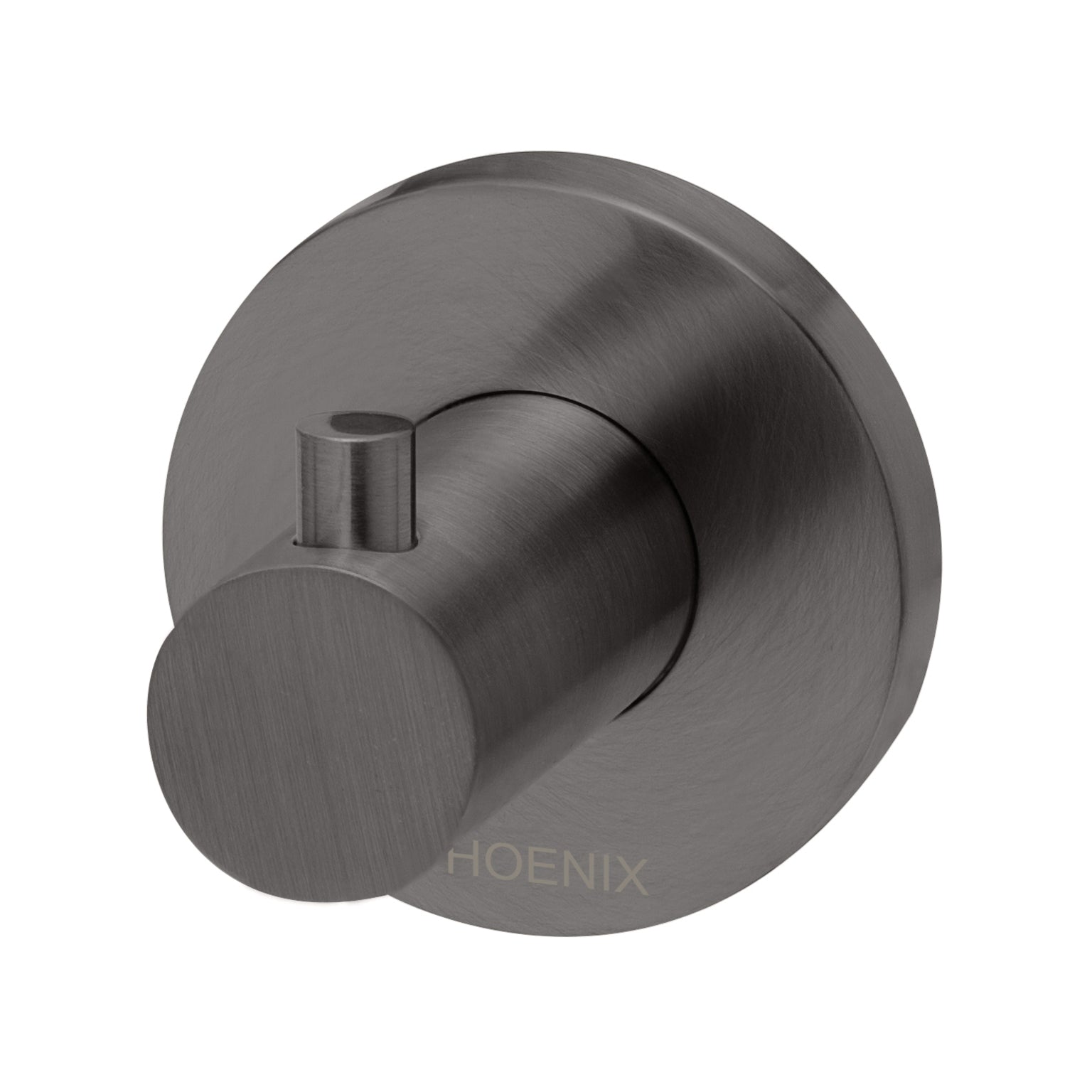 PHOENIX RADII ROBE HOOK ROUND PLATE BRUSHED CARBON