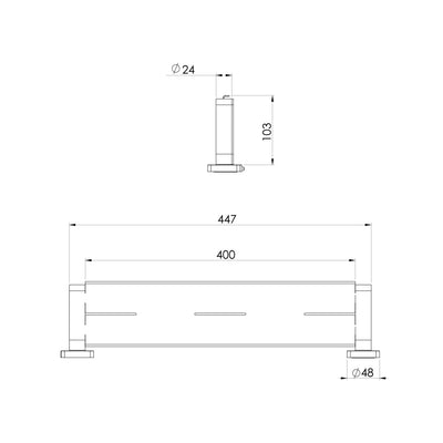 PHOENIX RADII SQUARE SHOWER SHELF 447MM STAINLESS STEEL