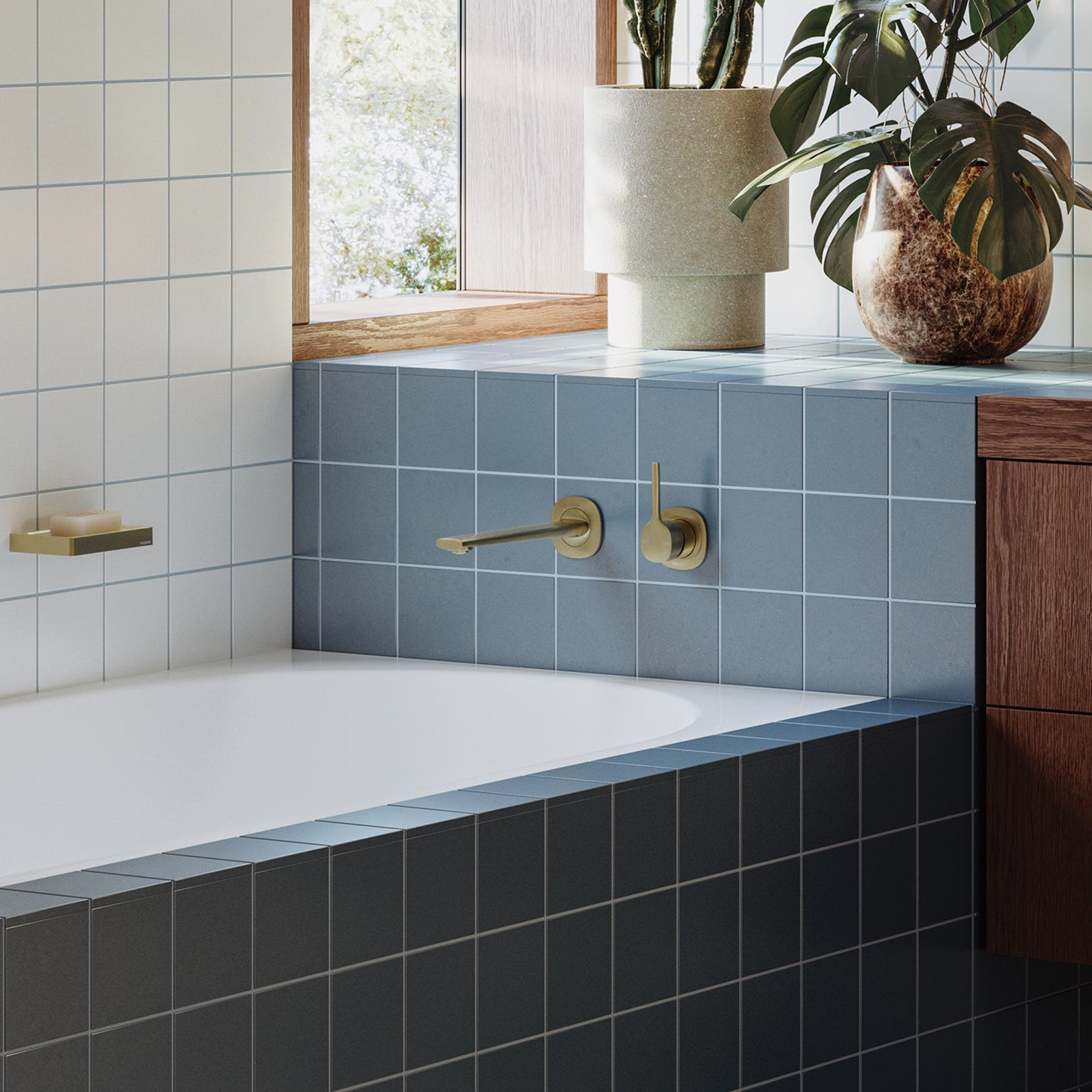 PHOENIX VASK SWITCHMIX LEAD FREE WALL BASIN / BATH MIXER SET PIN UP 218MM COMPLETE KIT BRUSHED GOLD