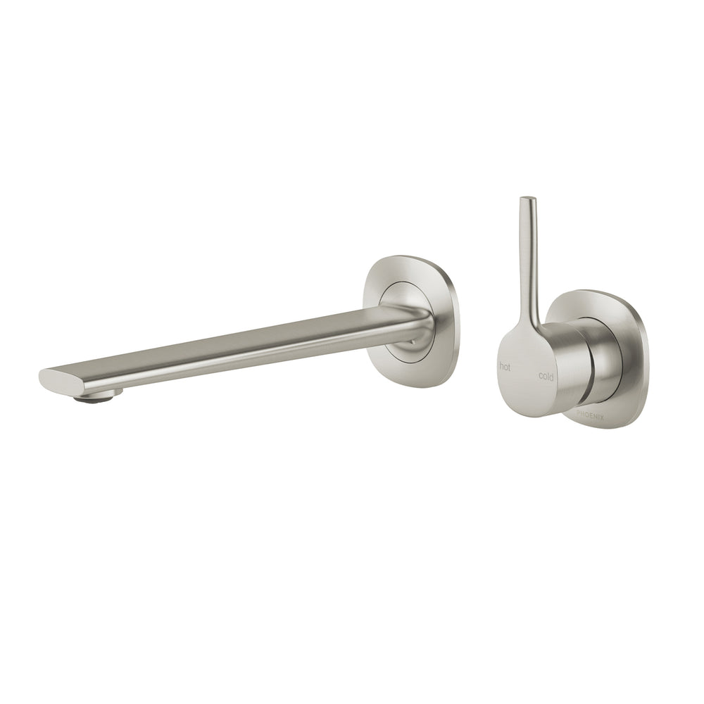 PHOENIX VASK SWITCHMIX WALL BASIN / BATH MIXER SET PIN UP 218MM COMPLETE KIT BRUSHED NICKEL