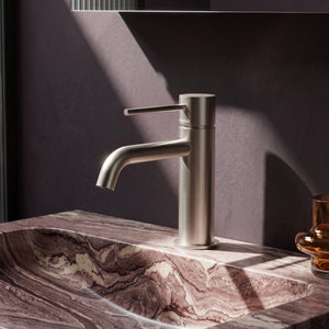 PHOENIX VIVID SLIMLINE BASIN MIXER CURVED OUTLET BRUSHED NICKEL