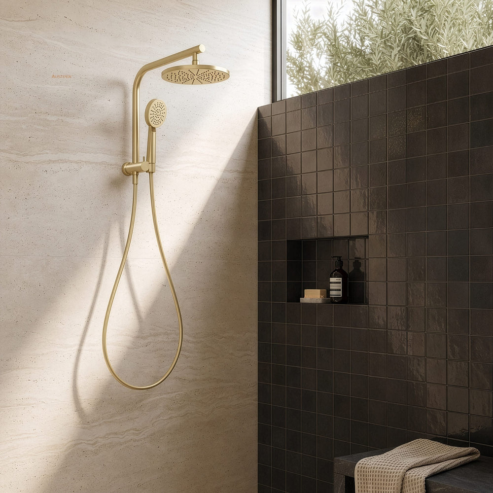 PHOENIX VIVID SLIMLINE COMPACT TWIN SHOWER BRUSHED GOLD