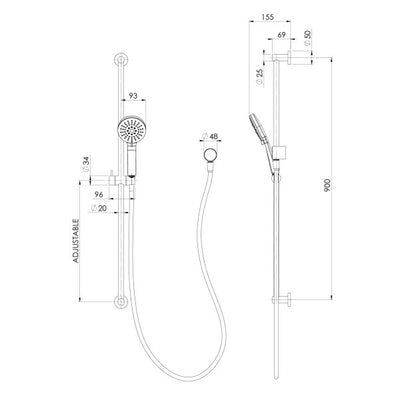 PHOENIX VIVID SLIMLINE EXTENDED SHOWER ON RAIL CHROME