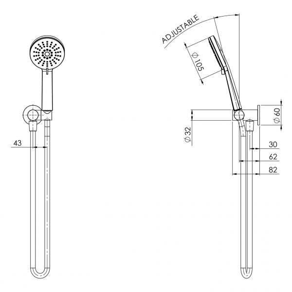 PHOENIX VIVID SLIMLINE HAND SHOWER BRUSHED GOLD