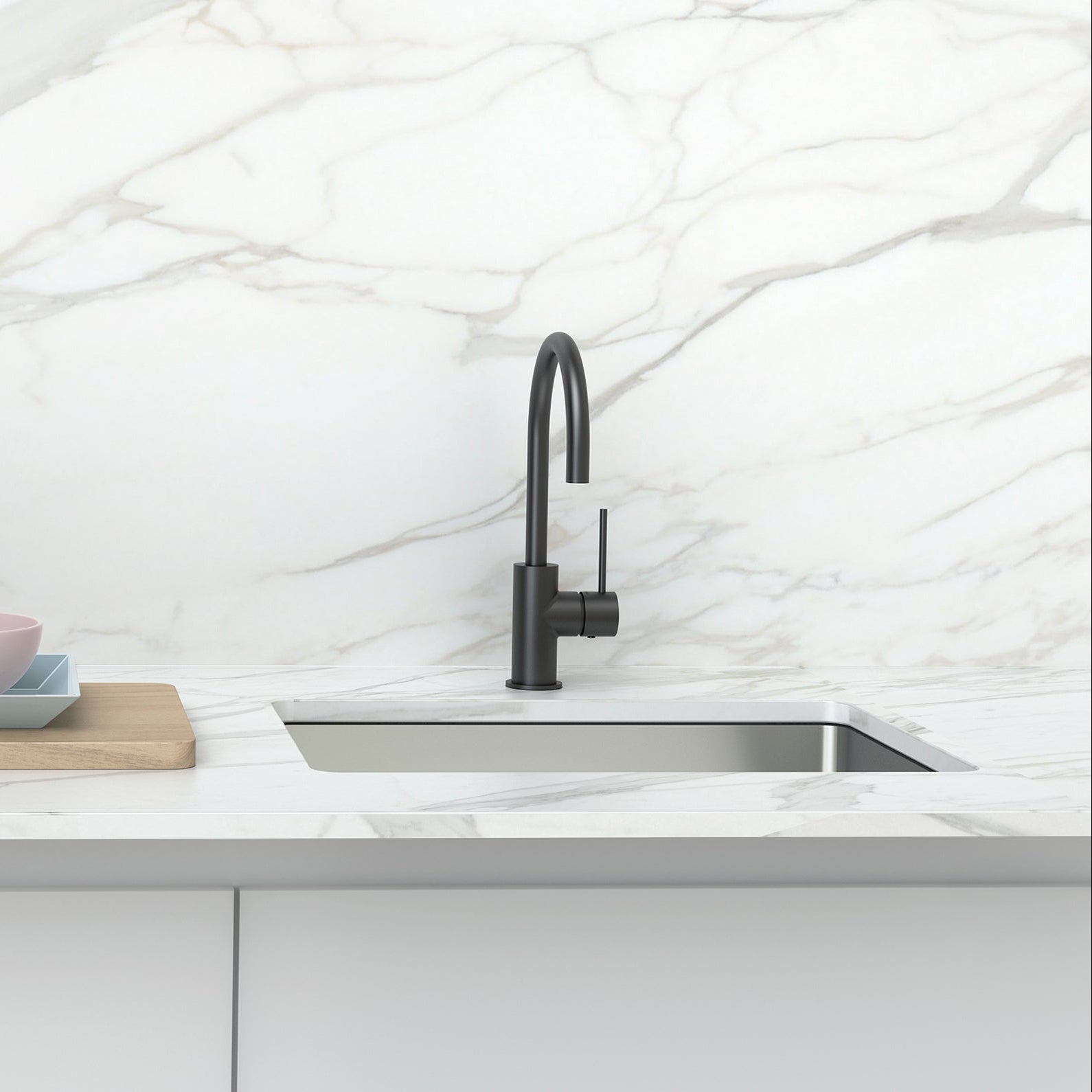 PHOENIX VIVID SLIMLINE LEAD FREE SINK MIXER GOOSENECK 160MM MATTE BLACK