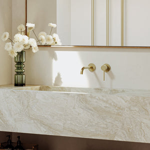 PHOENIX VIVID SLIMLINE SWITCHMIX WALL BASIN / BATH MIXER SET 175MM COMPLETE KIT BRUSHED GOLD