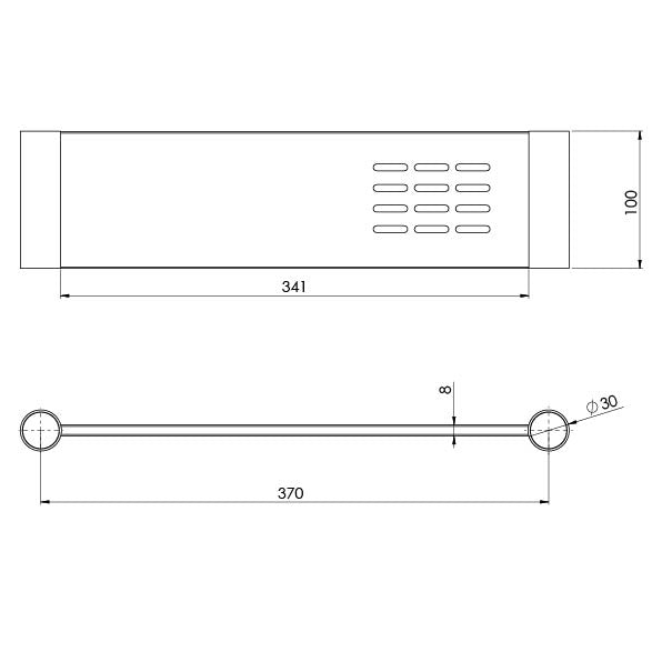 PHOENIX VIVID SLIMLINE METAL SHELF 370MM BRUSHED CARBON