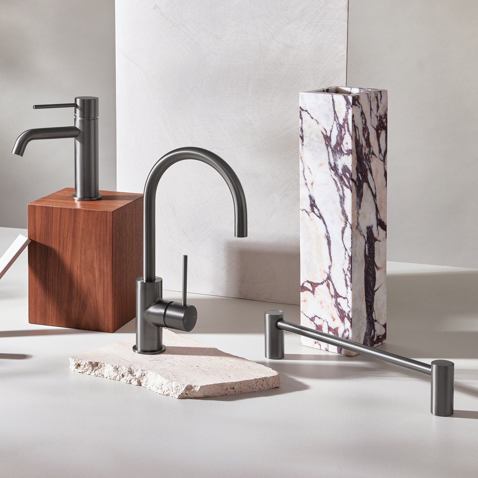 PHOENIX VIVID SLIMLINE NON-HEATED HAND TOWEL RAIL BRUSHED CARBON 350MM