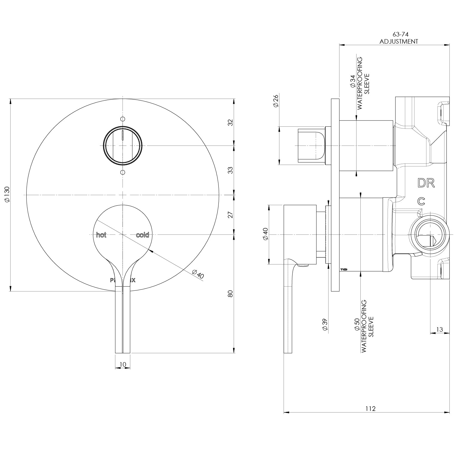 PHOENIX VIVID SLIMLINE SWITCHMIX OVAL SHOWER / BATH DIVERTER MIXER COMPLETE KIT MATTE BLACK