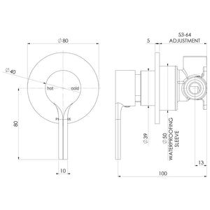 PHOENIX VIVID SLIMLINE OVAL SWITCHMIX SHOWER / WALL MIXER COMPLETE KIT BRUSHED GOLD