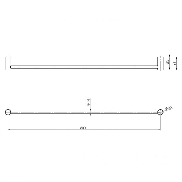 PHOENIX VIVID SLIMLINE SINGLE NON-HEATED TOWEL RAIL BRUSHED CARBON (AVAILABLE IN 600MM AND 800MM)