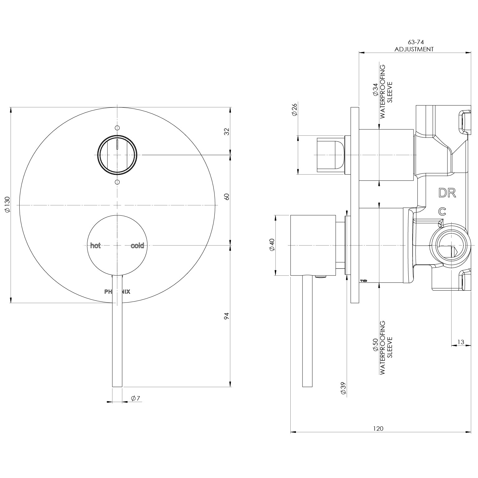 PHOENIX VIVID SLIMLINE SWITCHMIX SHOWER / BATH DIVERTER MIXER COMPLETE KIT CHROME