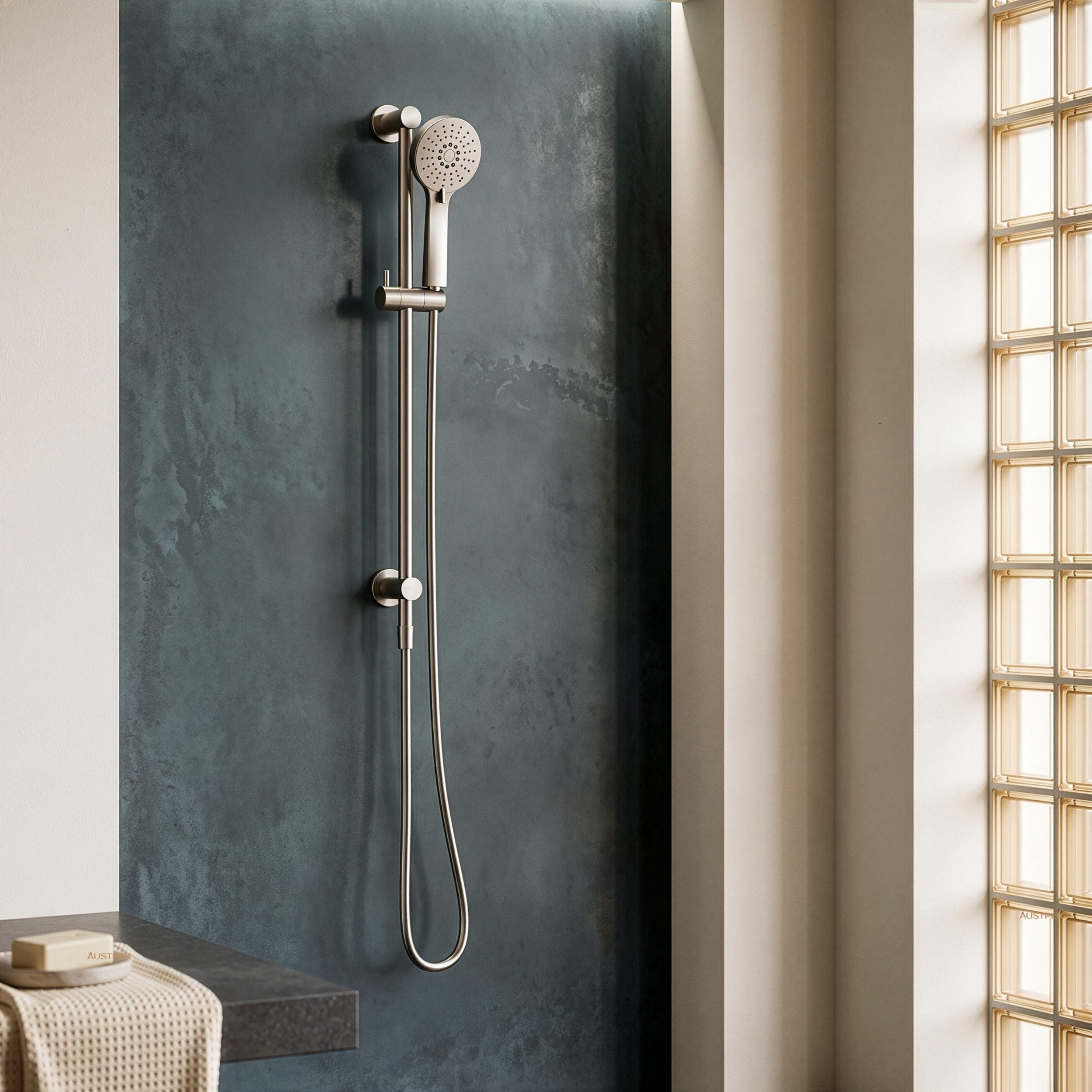 PHOENIX VIVID SLIMLINE WATER THROUGH RAIL HAND SHOWER BRUSHED NICKEL