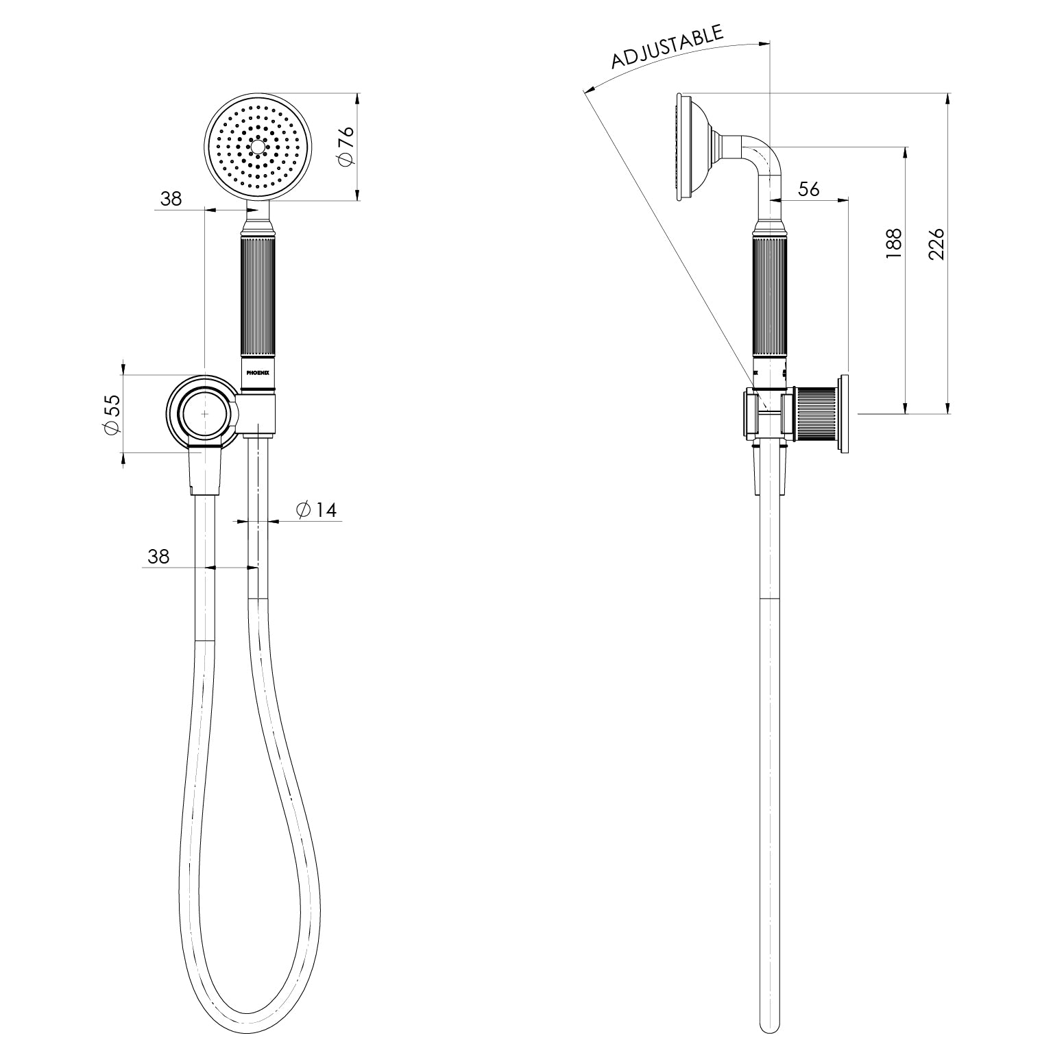 PHOENIX WILTERN HAND SHOWER 226MM CHROME