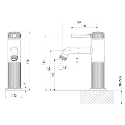 PHOENIX WILTERN LEAD FREE BASIN MIXER 175MM BRUSHED CARBON
