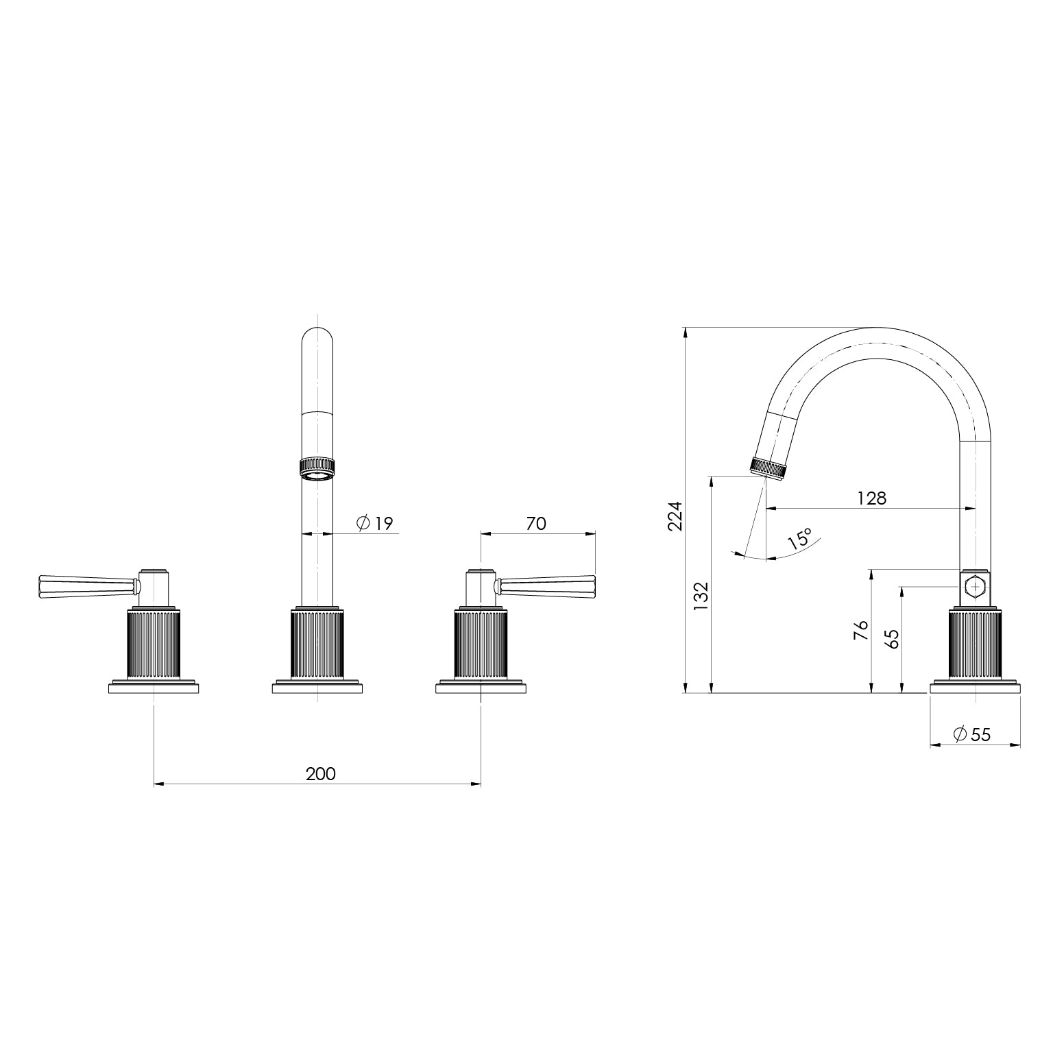 PHOENIX WILTERN LEAD FREE BASIN SET 224MM BRUSHED GOLD
