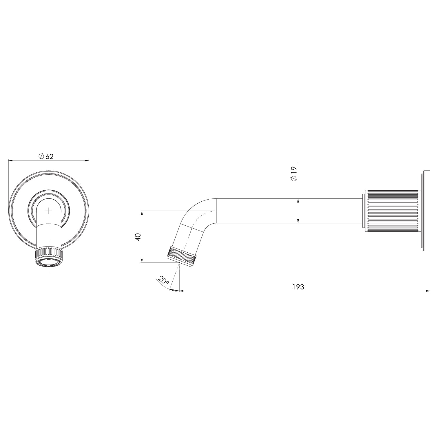 PHOENIX WILTERN LEAD FREE WALL BASIN / BATH OUTLET 190MM BRUSHED GOLD