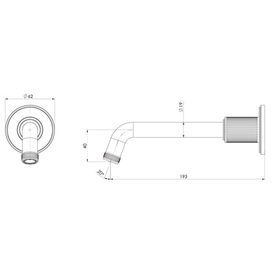 PHOENIX WILTERN LEAD FREE WALL BASIN / BATH OUTLET 190MM CHROME