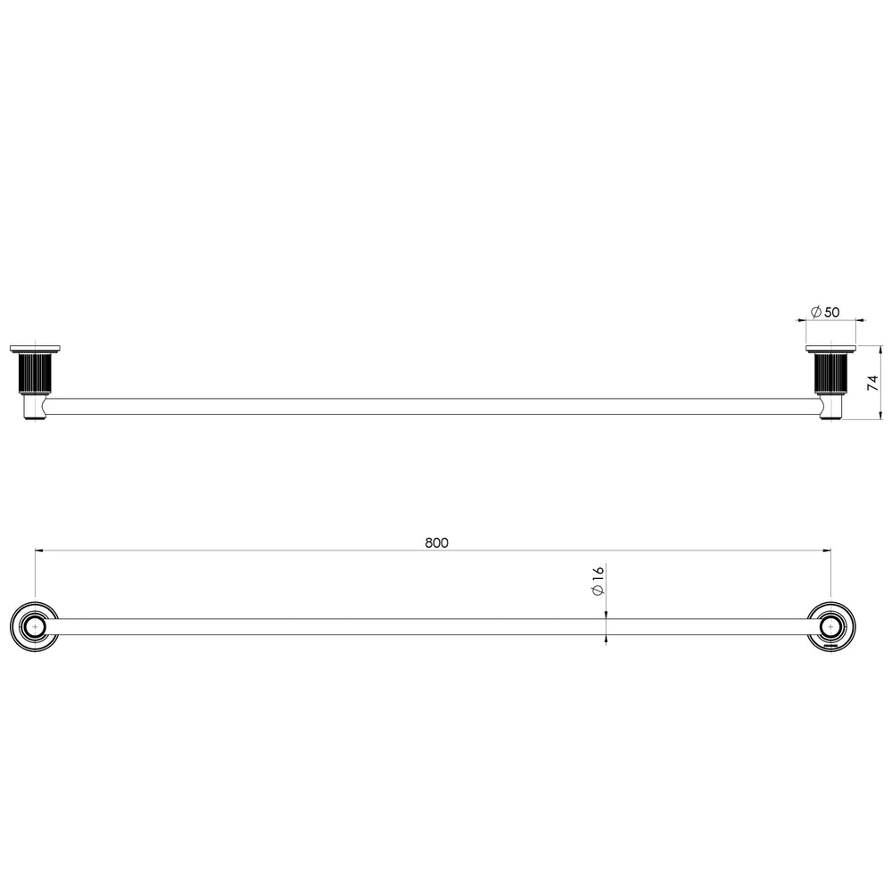 PHOENIX WILTERN SINGLE TOWEL RAIL 800MM BRUSHED CARBON