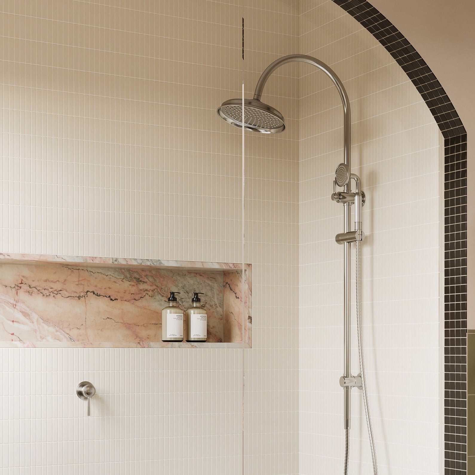 PHOENIX WILTERN TWIN SHOWER 1046MM BRUSHED NICKEL