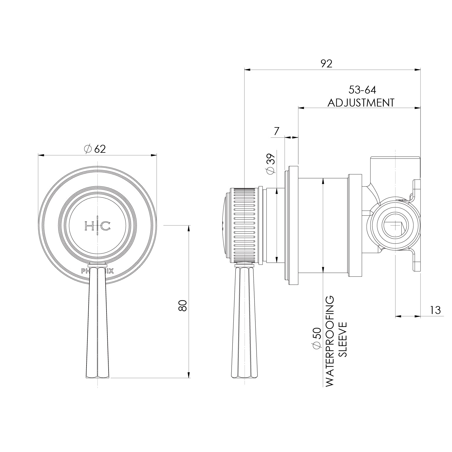 PHOENIX WILTERN SWITCHMIX LEAD FREE SHOWER / WALL MIXER COMPLETE KIT BRUSHED GOLD