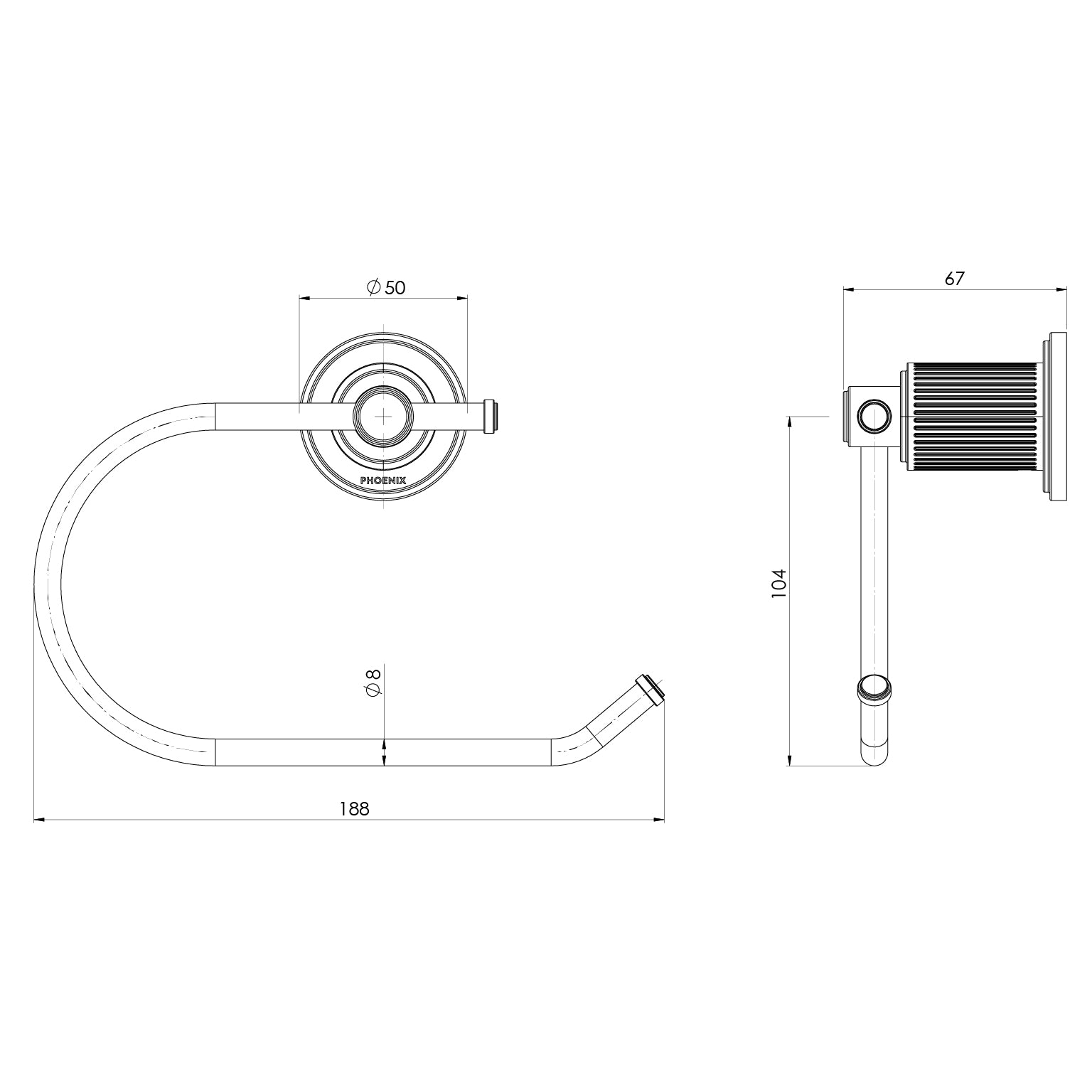 PHOENIX WILTERN TOILET ROLL HOLDER 188MM CHROME