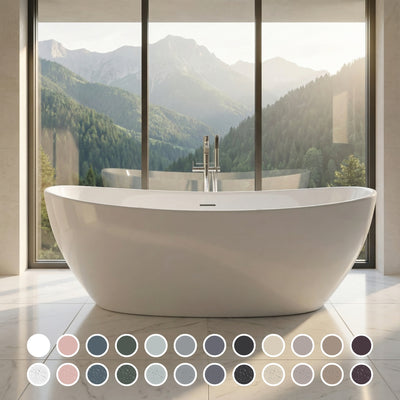 PIETRA BIANCA MARIA FREESTANDING STONE BATHTUB WITH CUSTOM COLOURS (AVAILABLE IN 1630MM AND 1800MM)