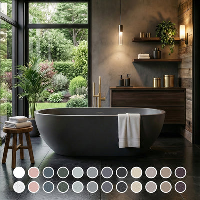 PIETRA BIANCA RYESE FREESTANDING STONE BATHTUB WITH CUSTOM COLOURS (AVAILABLE IN 1600MM, 1700MM AND 1800MM)