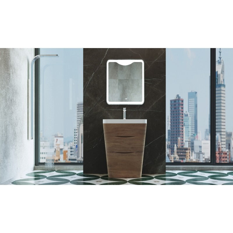 BEL BAGNO PIRAMID WHITE OAK 650MM SINGLE BOWL FREE STANDING VANITY AND BASIN