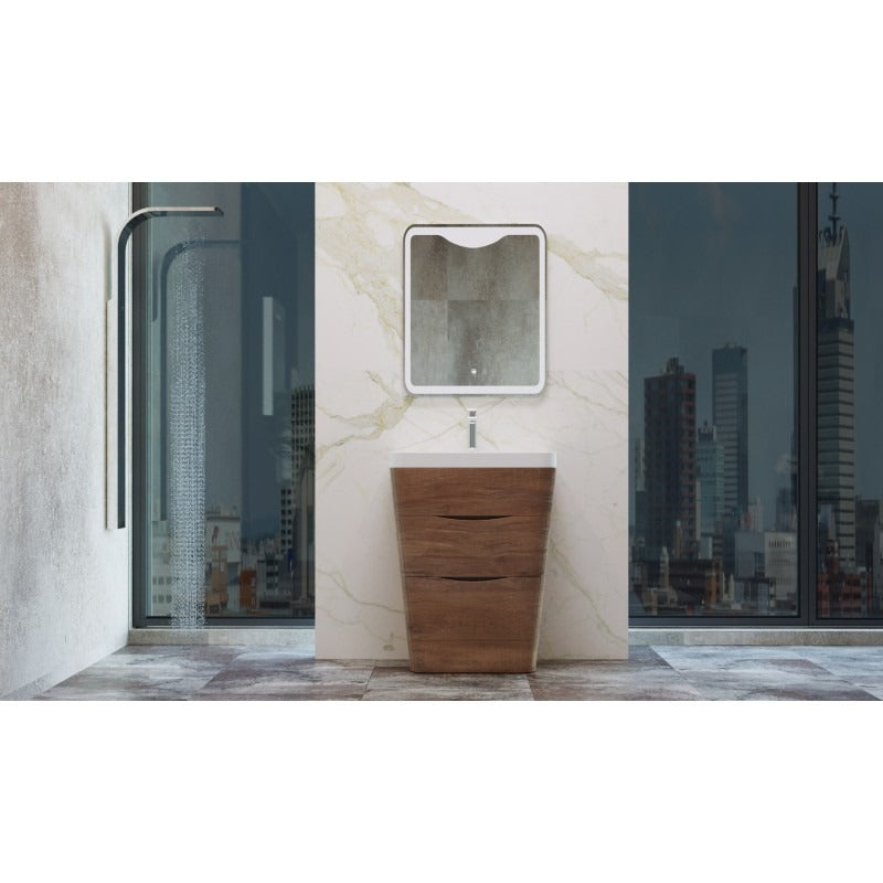 BEL BAGNO PIRAMID WHITE OAK 650MM SINGLE BOWL FREE STANDING VANITY AND BASIN