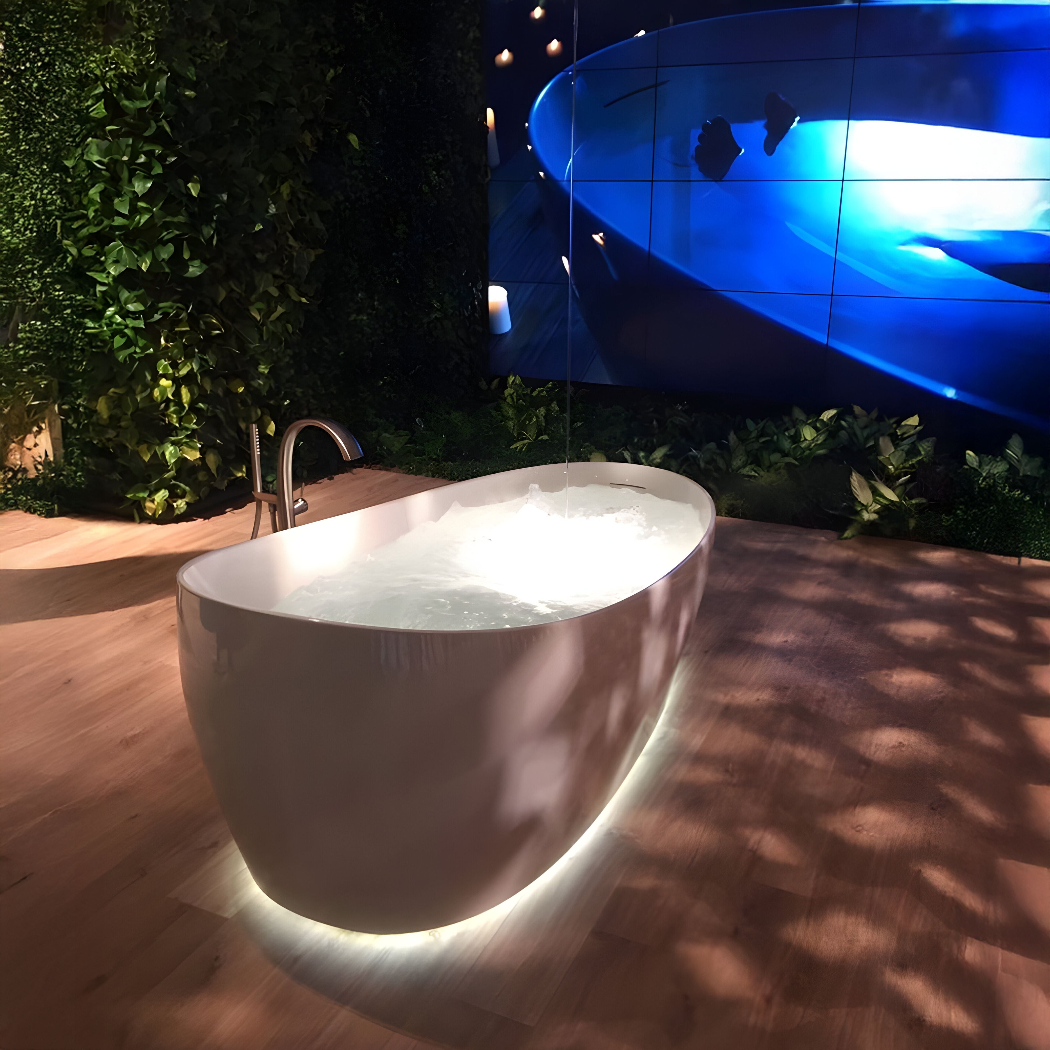 TOTO GALALATO FREESTANDING REINFORCED MARBLE FLOTATION TUB GLOSS WHITE 2200MM