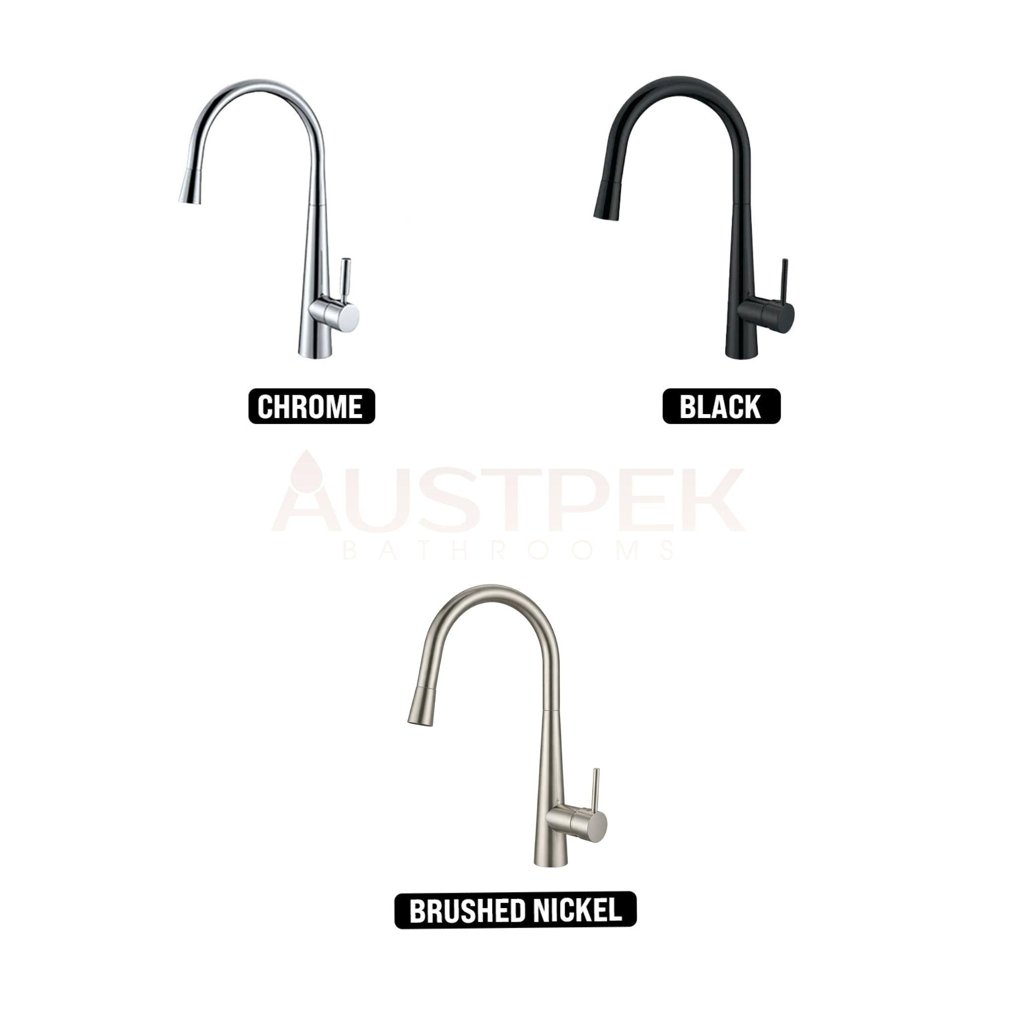 OTTI BISTRO PULL-OUT KITCHEN AND LAUNDRY SINK MIXER 420MM BRUSHED NICKEL
