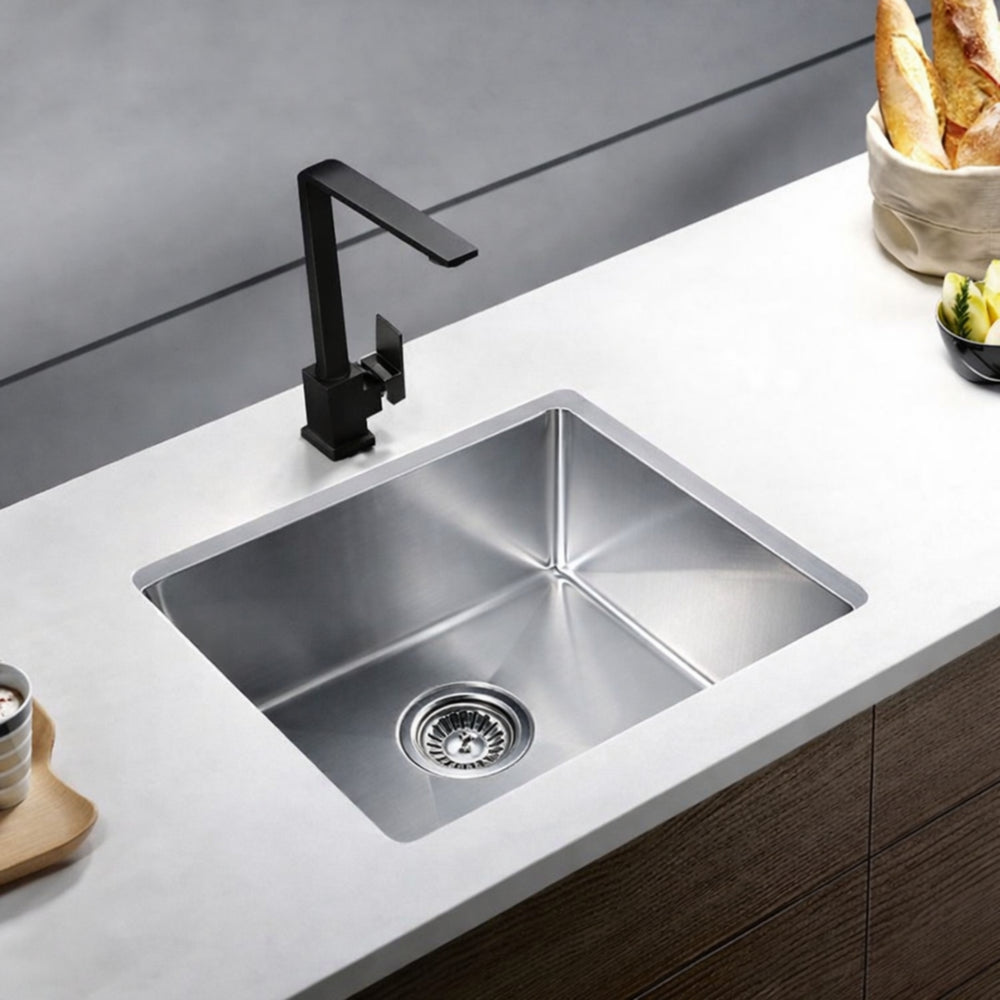 POSEIDON HANDMADE SINGLE BOWL UNDERMOUNT KITCHEN SINK STAINLESS STEEL 450MM