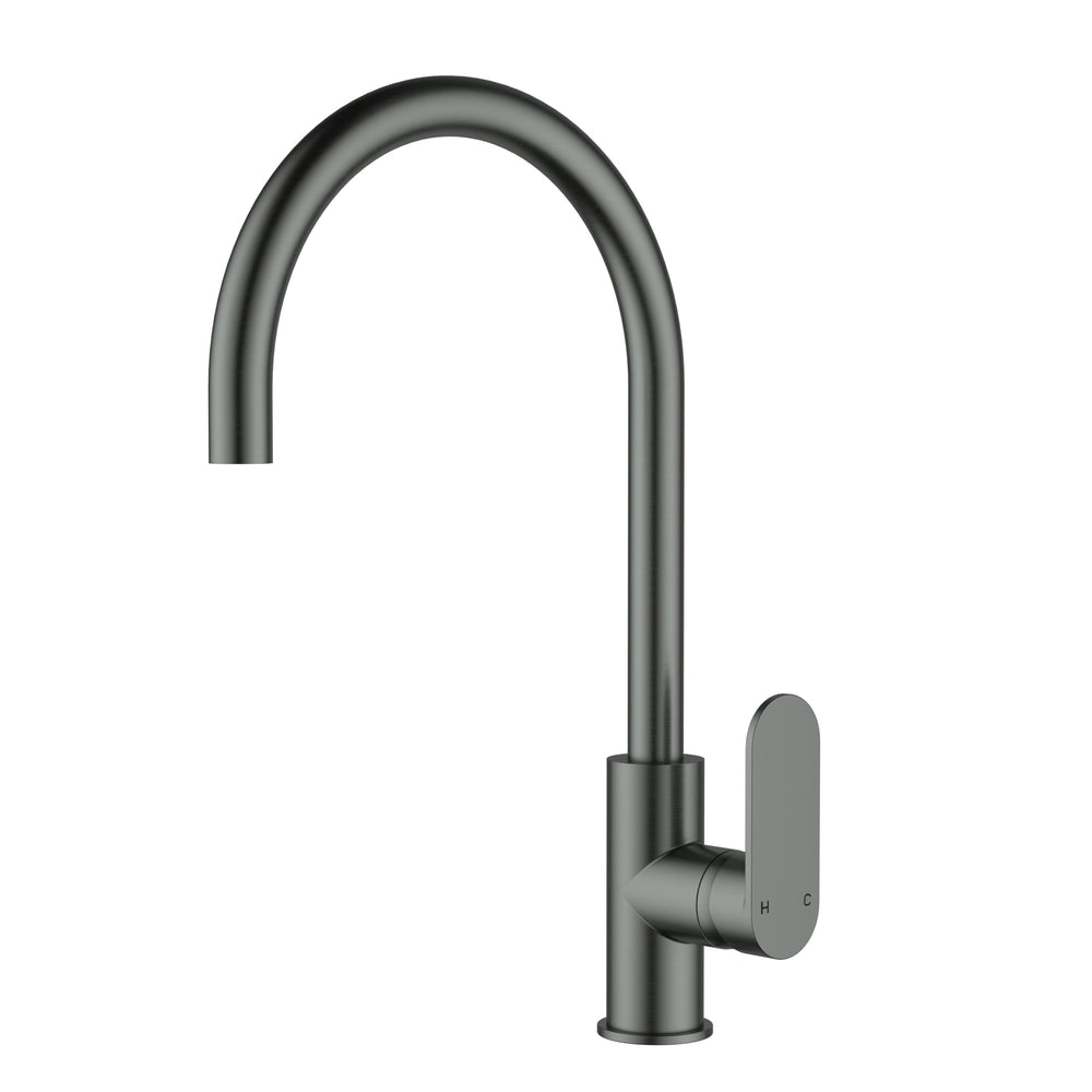 IKON SORA LEAD FREE SS GOOSENECK SINK MIXER 397MM GUN METAL