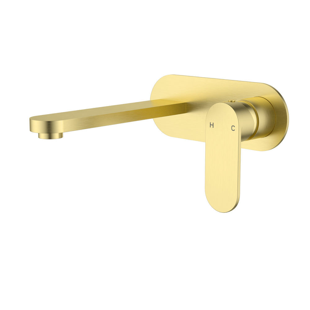 IKON SORA SS WALL BASIN MIXER TRIM KIT WITH BODY 200MM BRUSHED GOLD